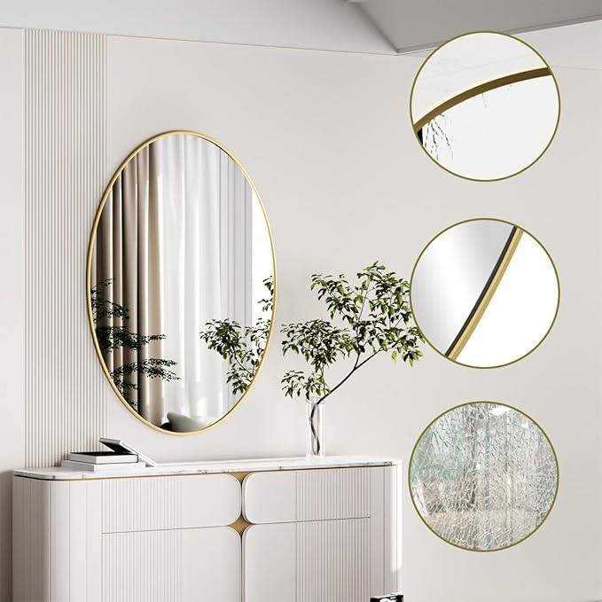Koonmi Gold Oval Bathroom Mirror, Oval Mirror - Image 5