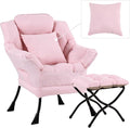 Lazy Chair with Ottoman, Comfy Reading Lounge Chair with Footstool & Throw by YOTATING