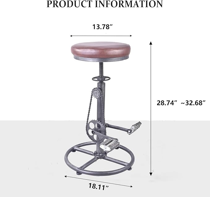 Topower Vintage DIY Bar Stool Bicycle Chain Iron Pedal Retro Industrial Height - Image 3