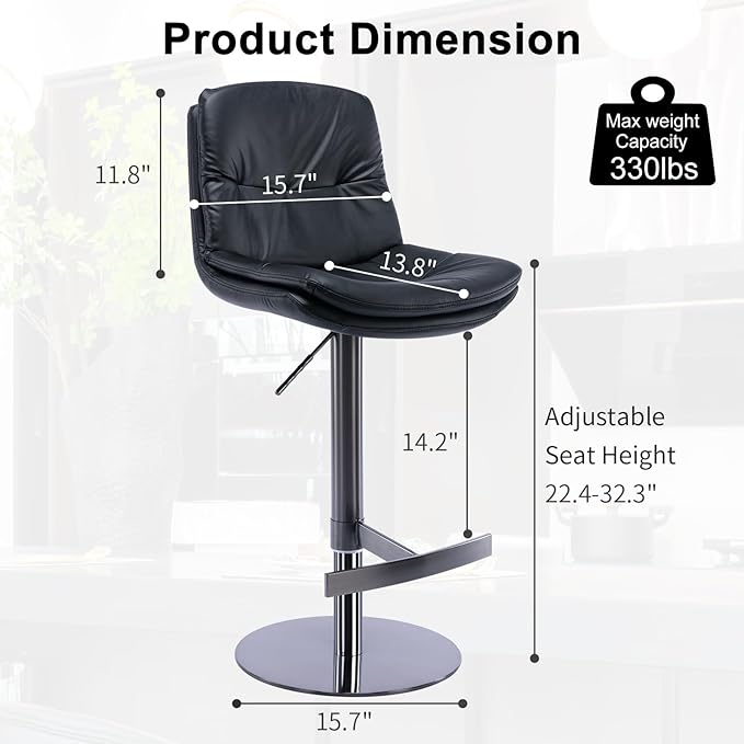 CozyRain Bar Stools Adjustable Stainless Steel Swivel Barstool - Image 3