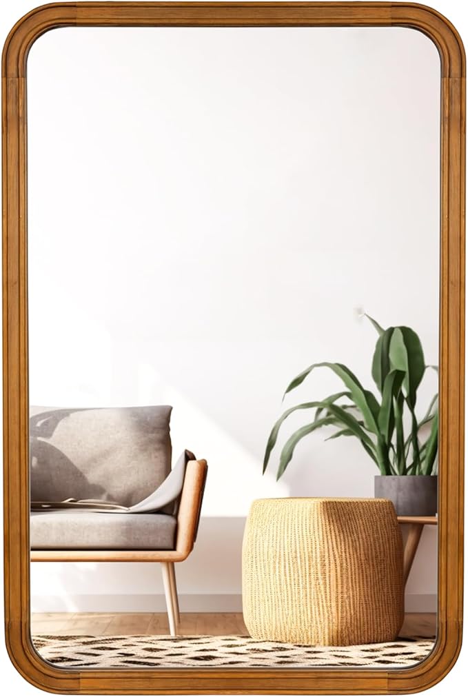WallBeyond Wood Mirrors for Bathroom, 30x40 Inch Wooden Frame Wall Mirror by WallBeyond
