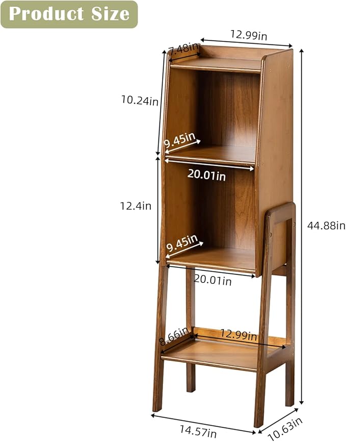 3 Tier Bamboo Bookcase, Classical Modern Bookshelf, Dispaly Shelves, Bamboo - Image 3