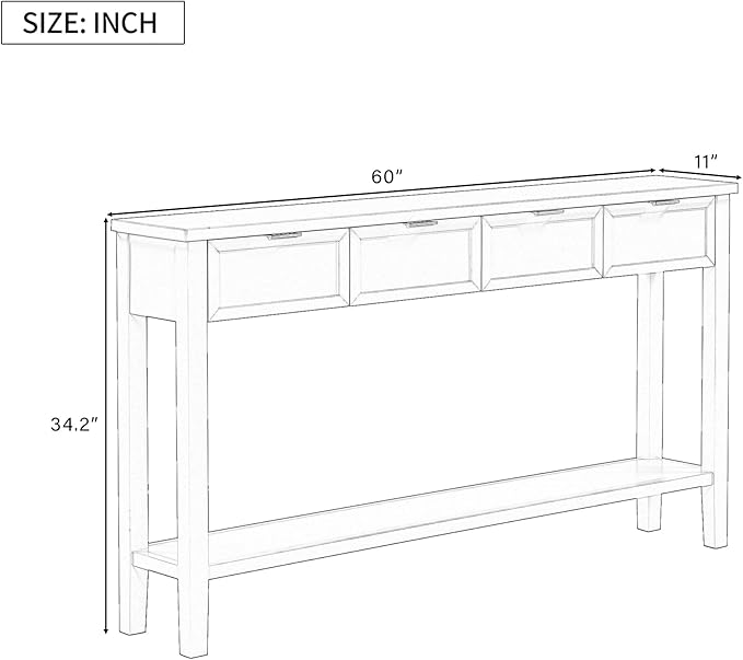 Ball & Cast 60“ Contemporary 4 Drawers Console Table, Long Narrow Entryway-Table - Image 2