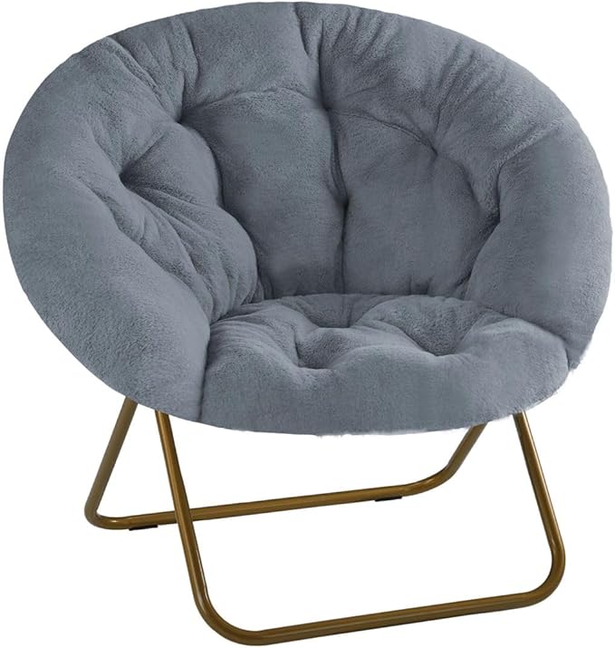 Comfortable Cozy Faux Fur Disc Chair Foldable Feature by Unknown