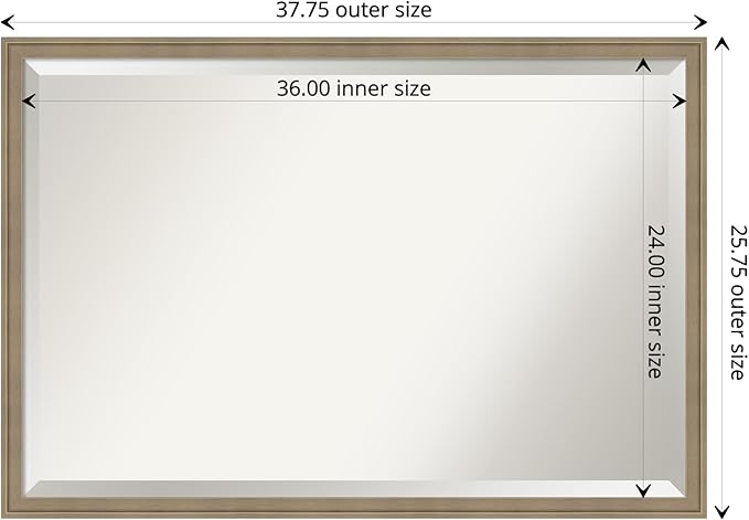 Amanti Art Brown Wall Mirror 26x38 Florence Light Brown Rectangle Bathroom - Image 4