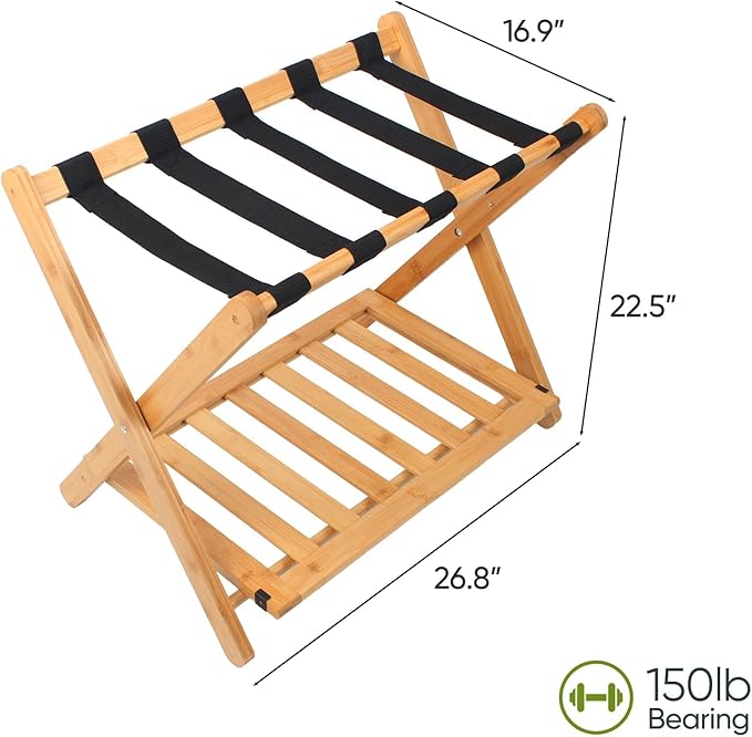 Fully Assembled Luggage Racks Pack of 2, Folding Suitcase Stand - Image 5
