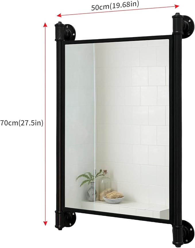 Industrial Pipe Mirror for Bathroom, Rectangle Iron Wall Mirrors for Living - Image 2