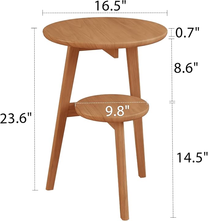Small End Table Round End Table, Solid Wood Round Side Table - Image 3