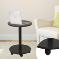 Pedestal Table on Wheels TV Tray Table, Rotating Couch Round Tables, Small Side by vorriop