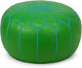 Stuffed Round Design Moroccan Leather Pouf Ottoman, Pre-Filled, 100% Genuine by Unknown