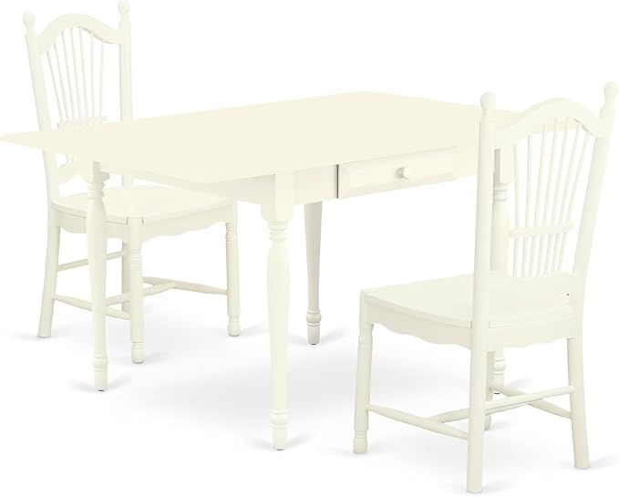 East West Furniture MZDO3-LWH-W 3 Piece Dining Set Contains a Rectangle Dining by EastWestFurniture