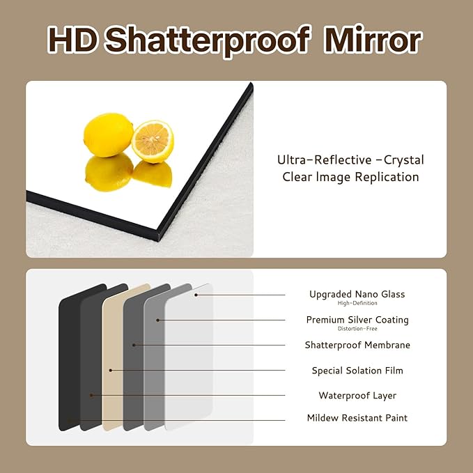 Black Bathroom Mirror 24x36 Inch Rectangular Wall Mirrors Modern Farmhouse - Image 6