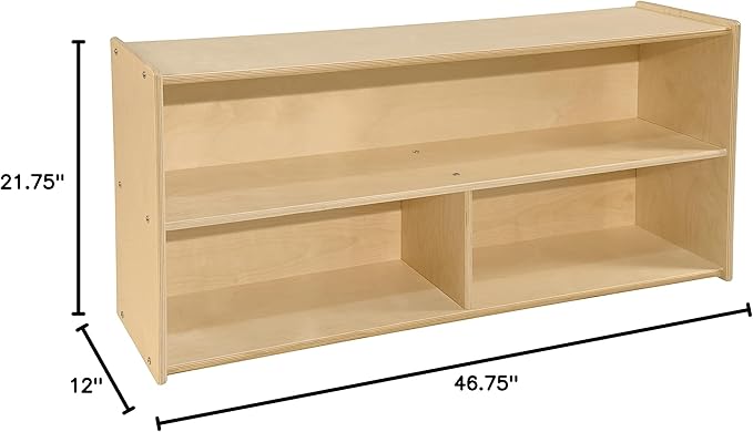 2-Shelf Kids Bookshelf & Toy Storage Organizer | 3-Section Montessori Shelves - Image 3