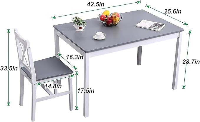 soges Dining Table Set for 4, 42.5 inch Pine Wood Dining Room Table - Image 5