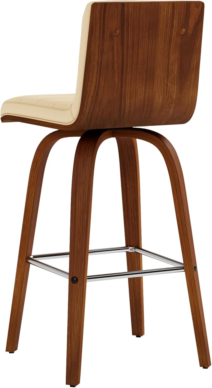 Armen Living Vienna 26" Swivel Counter Stool in Walnut Wood Finish - Image 6