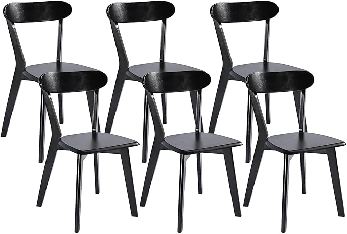 DELAVIN Soild Wood Dining Chairs Set of 6, Mid Century Oak Wood Kitchen Chairs by DELAVIN