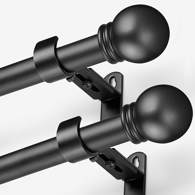 Curtain Rods for Windows 16 to 76 Inches, Curtain Rod Max Adjustable Length of by AMZSEVEN