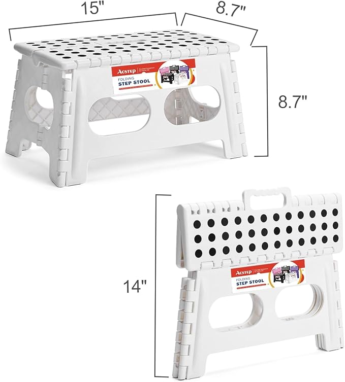 ACSTEP Folding Step Stool 9 Inch, 15-Inch Extra Wide Heavy Duty Stepping Stool - Image 4