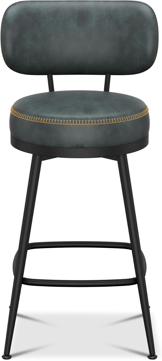 Counter Height Bar Stools, Faux Leather Kitchen Counter Stools - Image 6