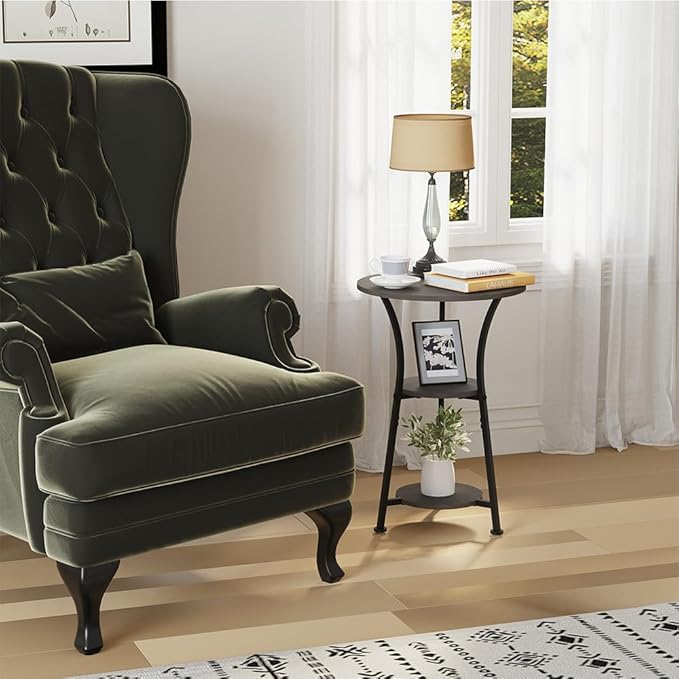 Dulcii Small Round End Table for Narrow and Small Space, 3-Tier Round Accent - Image 5