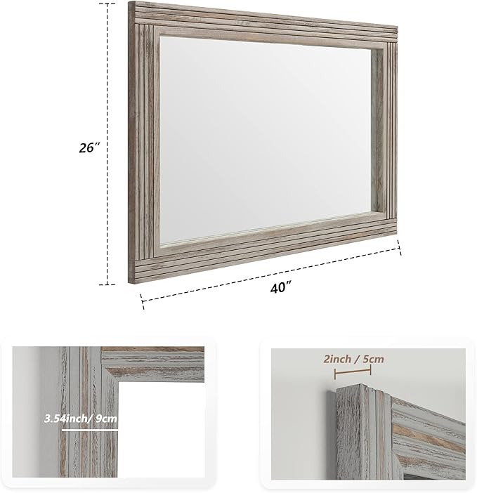 YOSHOOT Hand-Made Wooden Spliced Wall Mirror - Image 2