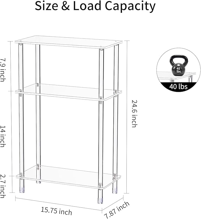 Clear Acrylic Narrow Side Table Set of 2 - Image 3