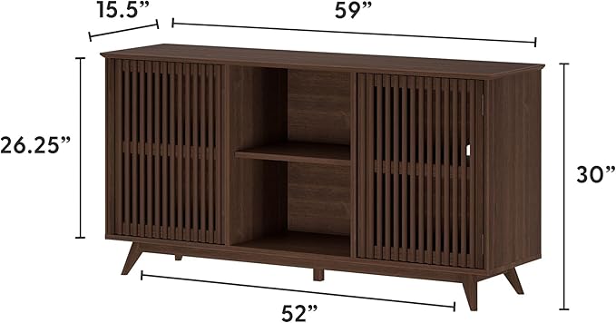 Plank+Beam Mid-Century Modern Wood TV Stand, Solid Wood Entertainment Console - Image 2