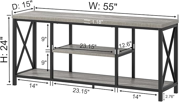 FOLUBAN Modern TV Stand for TV up to 65 Inch, Rustic Wood Entertainment Center - Image 4