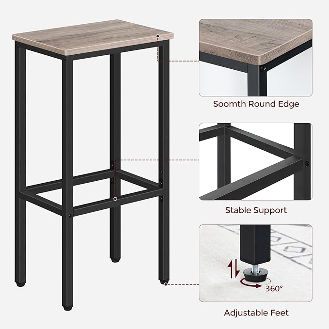 Set of 2 Bar Stools, 29.5" Tall Counter Bar Stools, Kitchen Breakfast Bar Chairs - Image 7