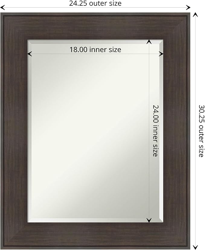 Amanti Art Brown Wall Mirror 30x24 William Rustic Woodgrain Rectangle Bathroom - Image 4