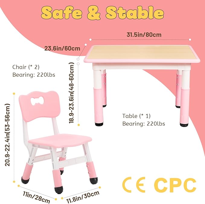 FUNLIO Kids Table and 2 Chairs Set - Image 6