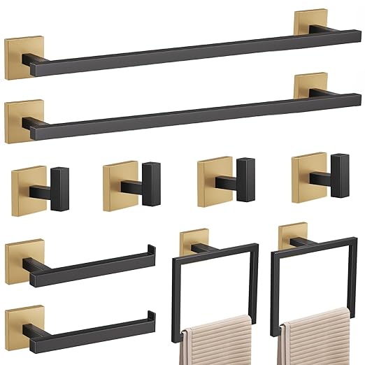 YACVCL 10-Piece Towel Bar Set, SUS304 Stainless Steel 23.6 Inch Towel Holder by YACVCL