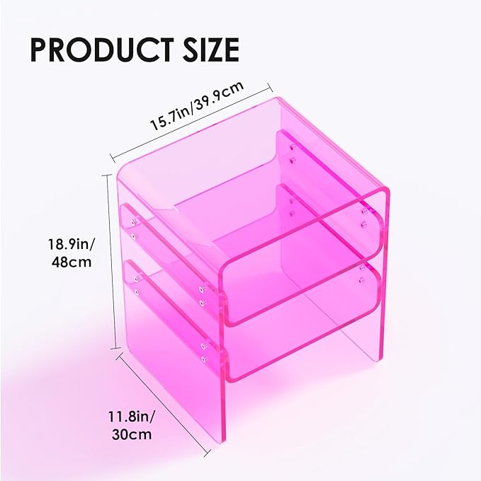 Clear Acrylic 3-Tier End Table/Nightstand – Sleek Bedside Storage - Image 3