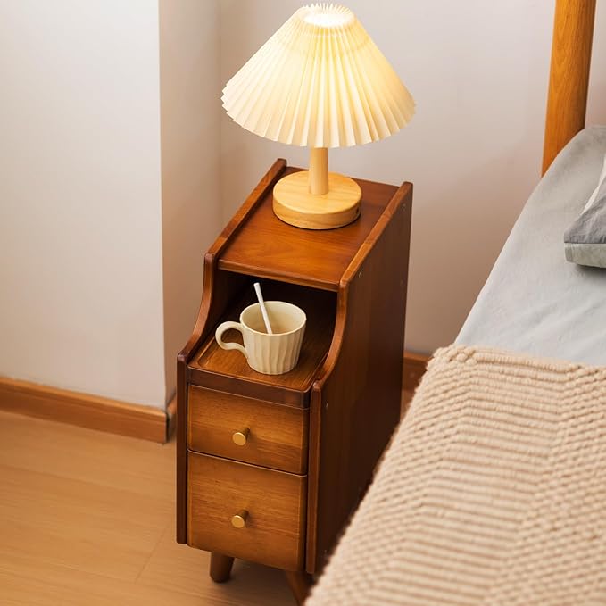 Small Nightstand, Narrow Nightstand, Solid Slim Wood Night Stand - Image 6
