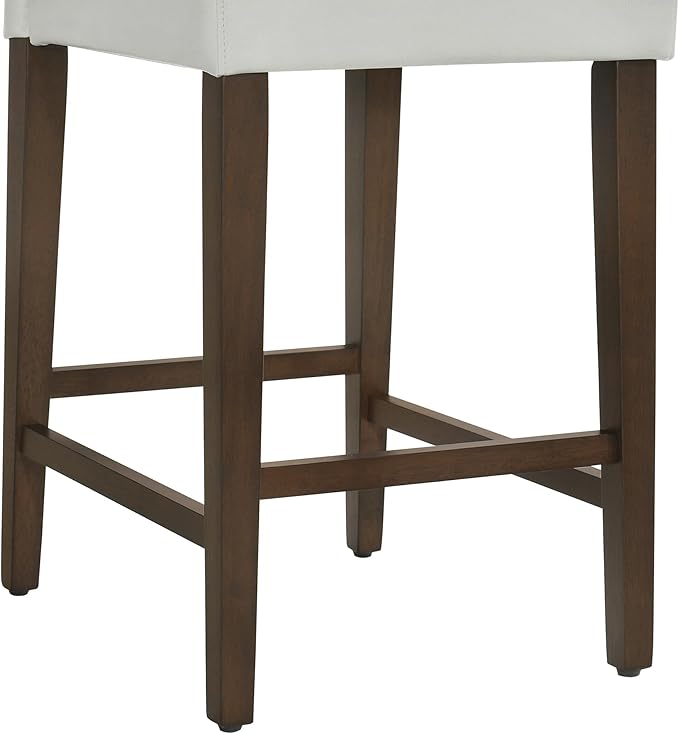CHITA Counter Height Bar Stools Set of 2, PU Leather in White - Image 7