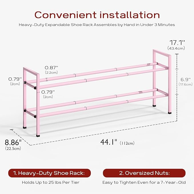 Bumusty 2-Tier Long Expandable Shoe Rack - Image 3
