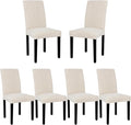 VECELO Upholstered Dining Chairs Set of 6, Modern Fabric and Solid Wood Legs & by VECELO