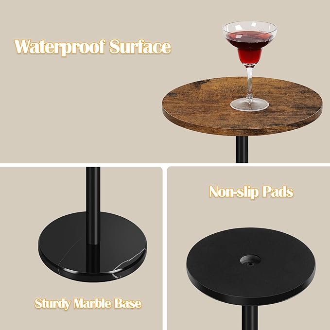 Round Side Table Set of 2 Small Drink Pedestal Accent End Coffee Cocktail Table - Image 4