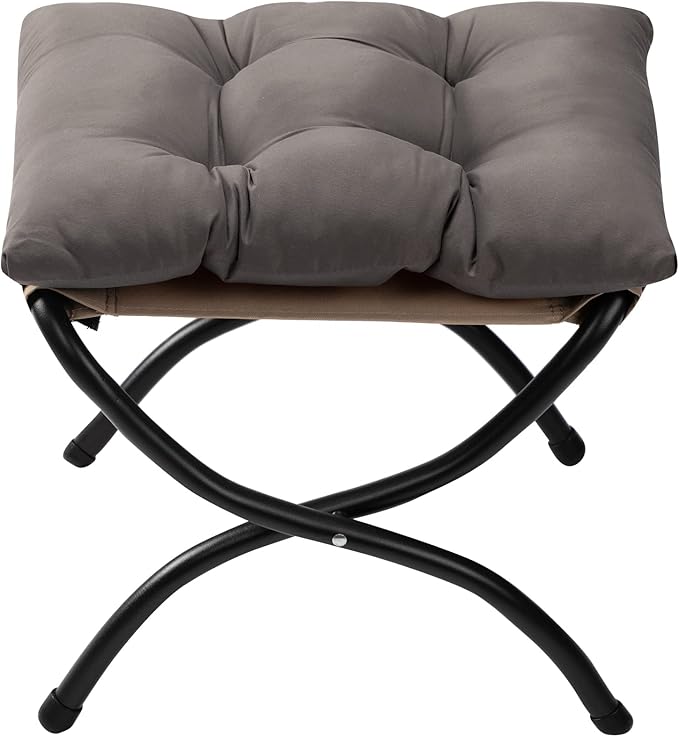 HollyHOME 15" Folding Footrest Stool, Upholstered Small Foldable Ottoman - Image 9