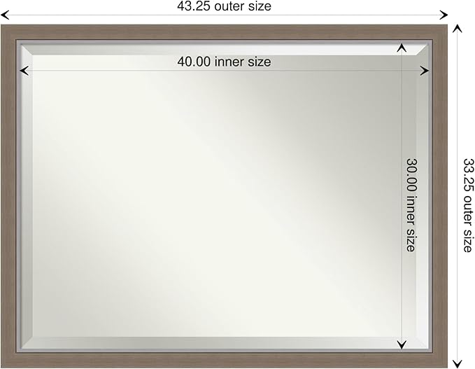 Amanti Art Brown Wall Mirror 33x43 Eva Brown Narrow Rectangle Bathroom Mirror - Image 4