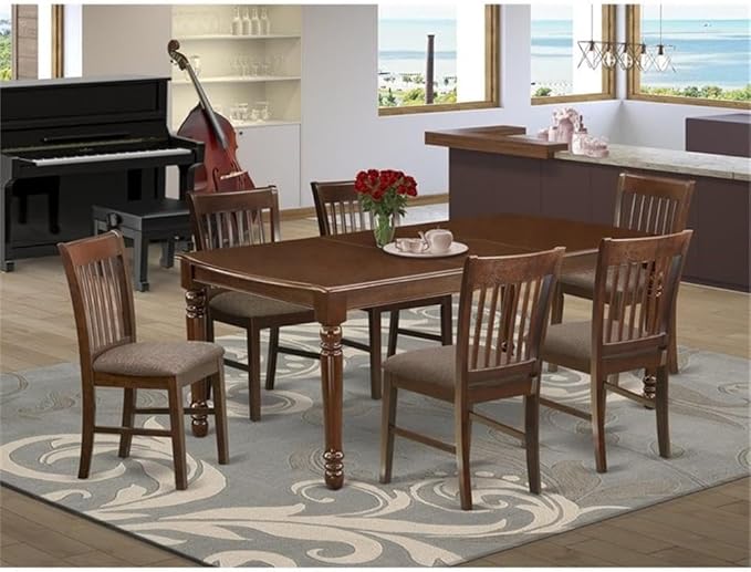 East West Furniture DONO7-MAH-C 7 Piece Dining Table Set Consist of a Rectangle - Image 2