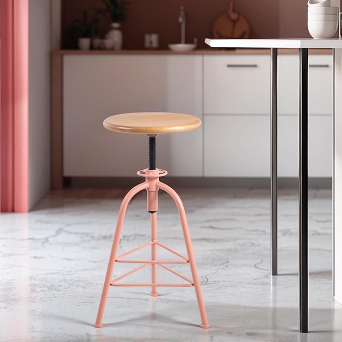 Set of 2 Modern Bar Stools-24.4-28.3 Counter Height Adjustable Patio - Image 9