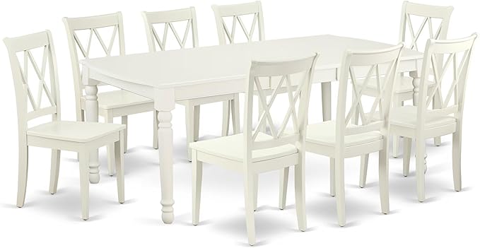 East West Furniture DOCL9-LWH-W 9 Piece Dining Table Set Includes a Rectangle by EastWestFurniture
