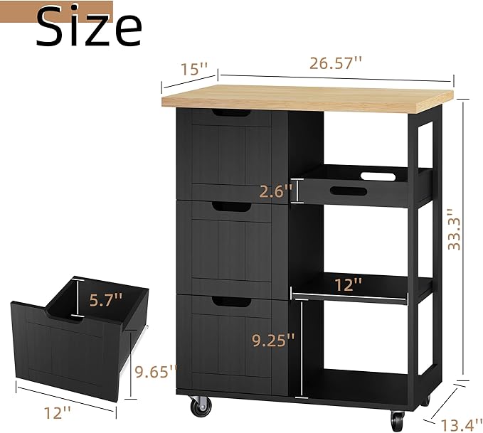 Shintenchi Kitchen Island Cart - Image 5