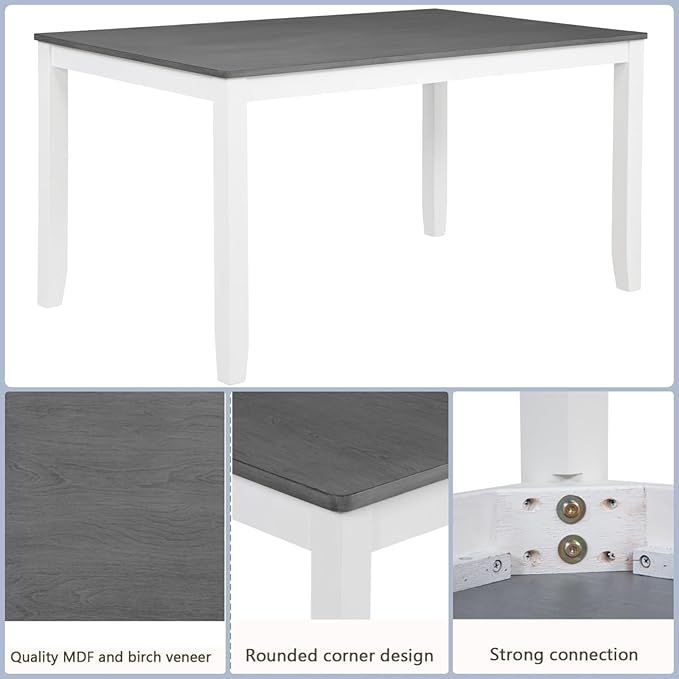 Dining Table Set for 5, 6-Piece Kitchen Table & Chairs Set - Image 4