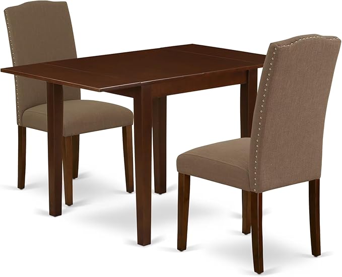 East West Furniture NDEN3-MAH-18 3 Piece Dining Set Contains a Rectangle Dining by EastWestFurniture