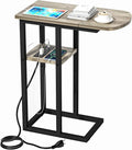 C Table End Table with Charging Station, Couch C Shaped Side Table by eiskah