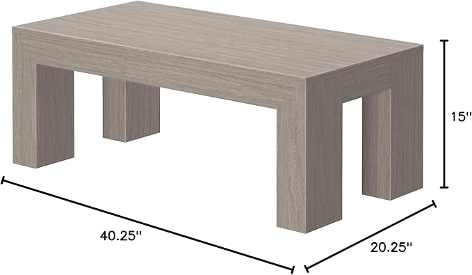 Plank+Beam Modern Rectangular Coffee Table, Rectangle Coffee Table - Image 2