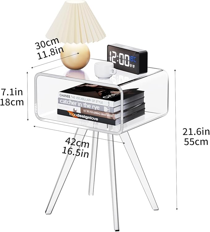 Acrylic Side Table, Acrylic Nightstand Bedside Table - Image 3