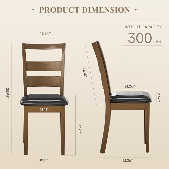COLAMY Upholstered Dining Chairs Set of 2, PU Leather Ladder High Back Dining - Image 2